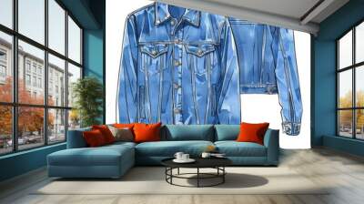 Light blue denim jacket design with classic features Wall mural