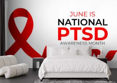 PTSD awareness day. June 27. june is national PTSD awareness month. Annual health awareness concept for banner, poster, flyer, brochure, card and background. Vector illustration Wall mural