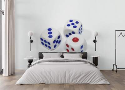 Dices on white background Wall mural