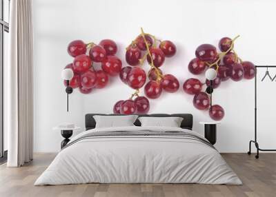 Red grapes isolated on white background Wall mural