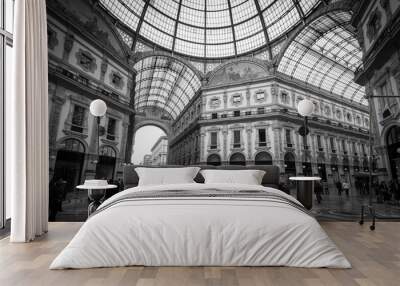 Galleria Vittorio Emanuele Milan Italy - black and white image Wall mural