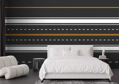 Template set of straight asphalt roads. Seamless road background. Vector EPS 10 Wall mural