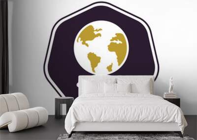 Globe wifi logo design icon. World signal vector logo template. Wall mural