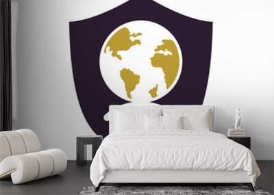 Globe wifi logo design icon. World signal vector logo template. Wall mural