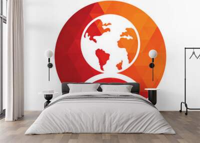 Globe wifi logo design icon. World signal vector logo template. Wall mural