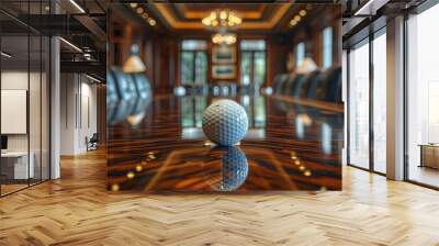 Golf Ball on a Polished Table in a Luxurious Boardroom Wall mural