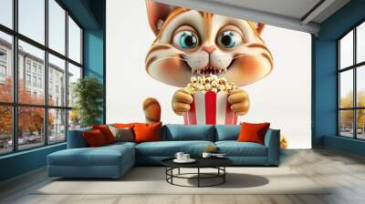 cat with a gift box Wall mural