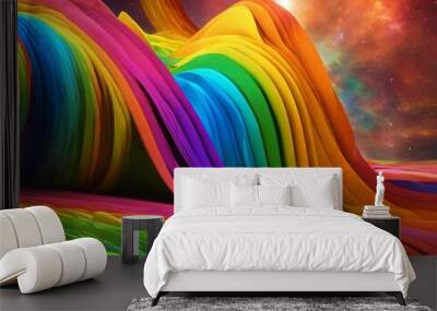 crear el universo en 3d con los colores del arco iris Wall mural