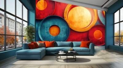 Abstract geometric pattern in vibrant summer colors, perfect for modern backgrounds Wall mural