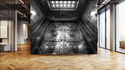 An elegant bank vault door with intricate details, symbolizing security and wealth Wall mural