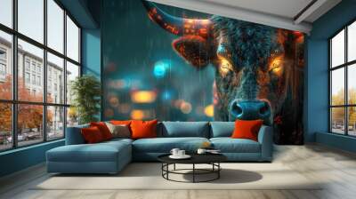 Bull market, Business and finance, Technology, futuristic background Wall mural