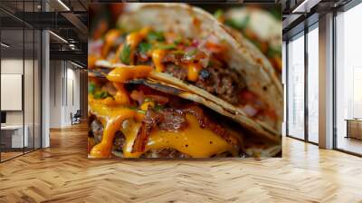 delicious  cheese tacos close up professional food photography Wall mural