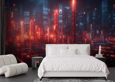 Futuristic Business Scene Symbolizing AI Profits Growth with Innovative Concepts Wall mural