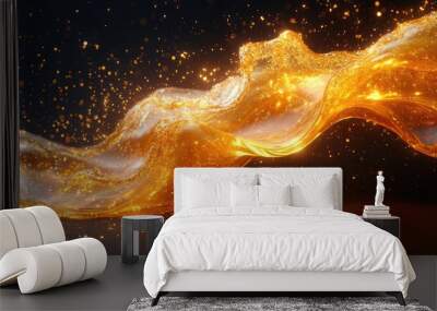 Isolated Gold Oil Wave Splash with Luxury and Transparent Background Wall mural