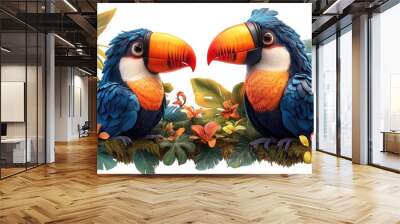 Stylized Toucan with Vibrant Feathers Perfect for Tropical Inspired Décor and Graphic Design Projects Wall mural