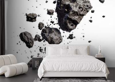 Asteroid Belt, transparent background, isolated image, generative AI Wall mural