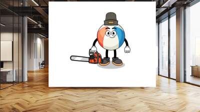 beach ball illustration cartoon as a lumberjack Wall mural