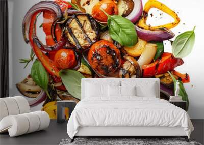 Grilled vegetables, transparent background, isolated image, generative AI Wall mural