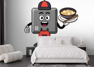 Illustration of keyboard B key as an asian chef Wall mural