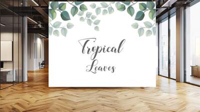 Tropical leaves on frame for texts vector illustration Wall mural