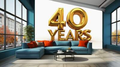 40 forty years anniversary 3D text typography illustration. Celebration, party, ceremony concept graphic element. Wall mural