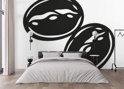 Black and white illustration of two coffee beans. Wall mural