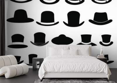 Hat icons vector set vintage hats collection Wall mural