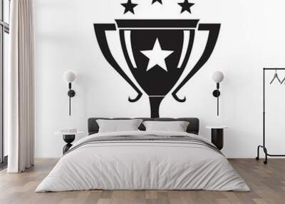 Winner trophy cup icon on black achievement award concept vector illustration Wall mural