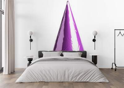 A vibrant purple party hat, perfect for celebrations, birthdays, and festive occasions. Add some fun to your event with this accessory, PNG, transparent, No background. Wall mural