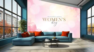 Women's day background with flowers. Vector illustration for banner, poster, flyer, greeting card and advertisement. Wall mural