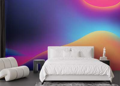 Rainbow dense clouds, fog and smoke neon lights abstract background. Colorful sky and color refraction, iridescent cyber neon lights and colors. 3D Illustration. Generative AI. Wall mural