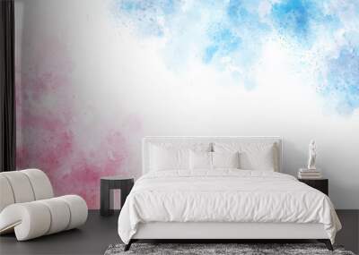 2 tones blue and pink watercolor wash splash background Wall mural