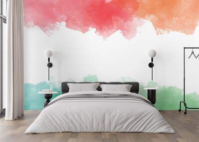 2 tones  hot and cold watercolor wet bleeding splash with copy space Wall mural