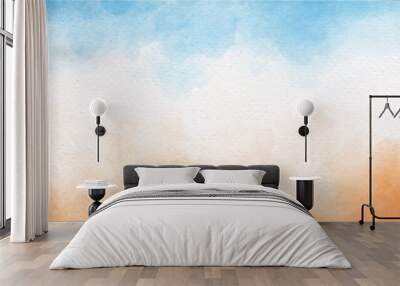 sea blue sky and sand beach watercolor background Wall mural