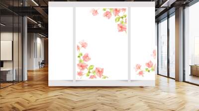 watercolor pink Bougainvillea for wedding invitation or birthday greeting card template layout 5x7 Wall mural