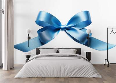 A blue ribbon tied in a neat bow shape Wall mural