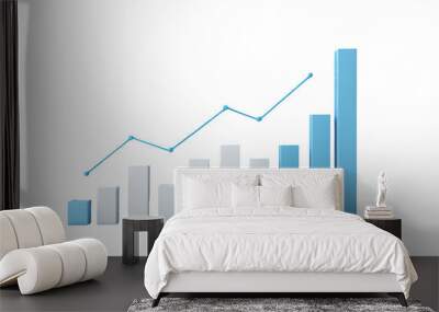 A business chart with bars rising upwards illustrates financial growth Wall mural