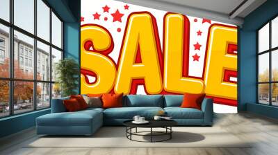 Red sale with bold text surrounded by stars Wall mural