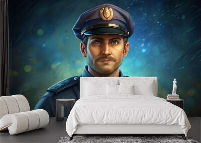 Senior military officer in uniform with hat and beard Wall mural