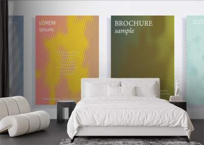 Minimalistic cover design templates. Set of layouts for covers of books, albums, notebooks, reports, magazines. Line halftone gradient effect, flat modern abstract design. Geometric mock-up texture Wall mural