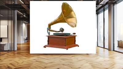 old gramophone on white background Wall mural