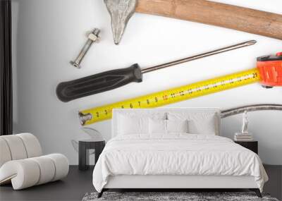 Set of tools on white background Wall mural