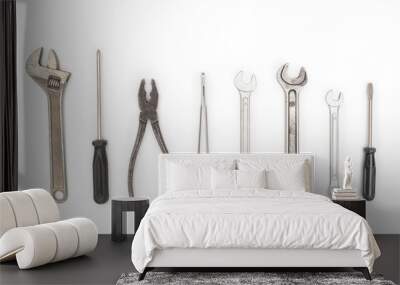 Set with different construction tools isolated on white background Wall mural