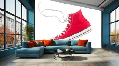 Single red sneaker on white background Wall mural