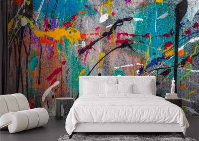 Peinture abstraite sur bois Wall mural