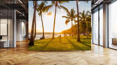 sunset on the beach of Grand’Anse, Réunion Island  Wall mural