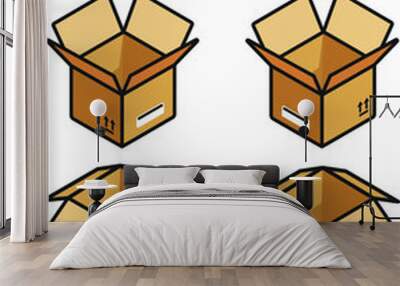 Set of cardboard parcel boxes. Animation Ready Wall mural