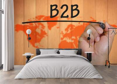 hand writing data word business to business ( B2B ) for marketin Wall mural