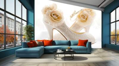 Stylish & Elegant Bridal Wedding Shoes Wall mural