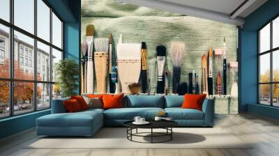 Art brushes different types for drawing on table Wall mural